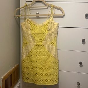 For Love and Lemons yellow gingham eyelet picnic mini dress